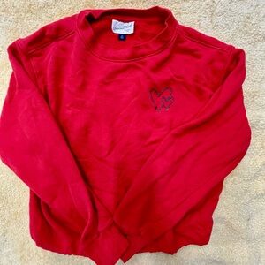 Red W Heart Crewneck Crop Stylish XSM Sweatshirt. Valentines Universal Thread